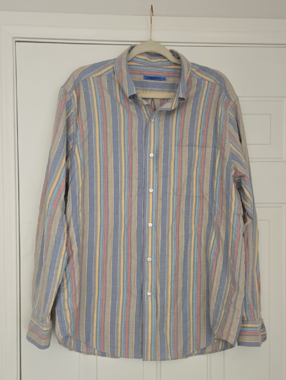 J. McLaughlin Pastel Multi-Stripe Button-Down Shirt Size XL